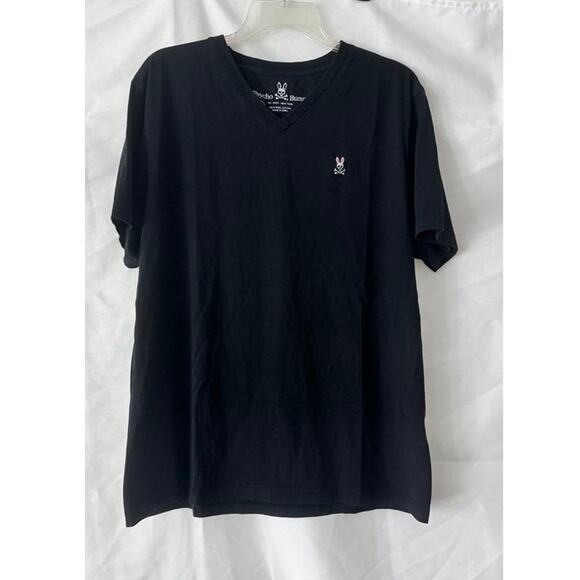 Psycho Bunny Men’s 2XL (7) Black V-Neck T-Shirt Pima Cotton Logo Tee - Picture 1 of 12